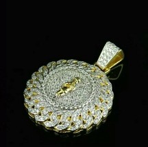 2Ct Diamante Redondo Ángel Medallón 1.25&quot; Colgante 14K Oro Amarillo Chapado - £84.43 GBP