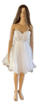 White Sleeveless Rhinestone and Sequins Embellished Fit &amp; Flare Dress Size 4 - £48.12 GBP