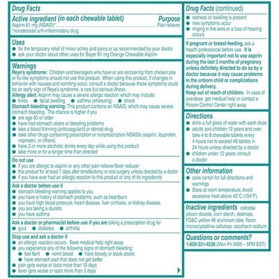 1/27 Bayer Aspirin Regimen 81mg Chewable Tablets 108 Count, 36 Count (Pack of 3) Item image 7
