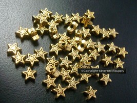 50 Yellow gold plated 6mm star shaped spacer beads create earrings beads... - £3.05 GBP