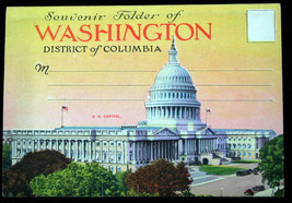 Vntg Color Litho Linen Souvenir Folder Of Washington District Of Columbia - £4.09 GBP