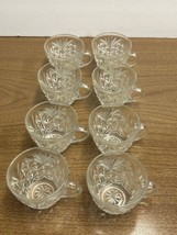 Vintage 8 Anchor Hocking Punch Glass Cups Arlington Clear Starburst - £23.92 GBP