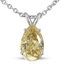 Diamond Solitaire Pendant Natural Pear Brown Color 14K White Gold 0.72 ct IGI - £950.17 GBP