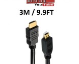 3M Gold 1080p Micro HDMI Cable Lead For Panasonic Lumix DC-TZ90 Digital ... - £7.30 GBP