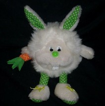 11&quot; VINTAGE RUSS BERRIE PUFF BUNNY RABBIT WHITE &amp; GREEN STUFFED ANIMAL T... - $23.75