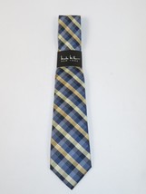 Men's Nicole Miller Tie Classic Woven Silky Feel #Nicole-3 Yellow Blue Checker image 2