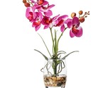 Artificial Flower Bonsai With Glass Vase Vivid Orchid Flowers Arrangemen... - £30.10 GBP