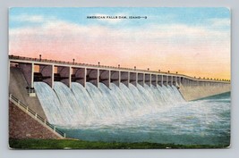 American Falls Dam Snake River Idaho ID UNP Unused  Linen Postcard M14 - £2.33 GBP