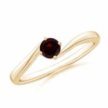 ANGARA Classic Round Garnet Solitaire Bypass Ring for Women in 14K Solid Gold - £272.03 GBP