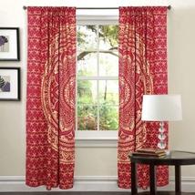 Traditional Jaipur Golden Ombre Mandala Curtain Boho Window Treatment Se... - $27.71
