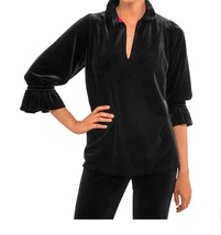 Gretchen Scott ruffneck tunic in Black Velvet - $73.00