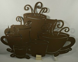 Coffee Cups 24 inch Laser Cut Metal Decorative Hanging Wall Art Rustic, Lodge - £35.51 GBP