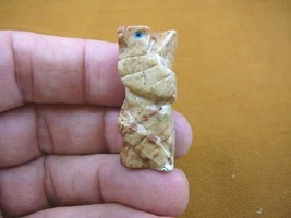 (Y-SNAK-59) little Tan Coiled Snake gemstone carving soapstone Peru love... - $8.59