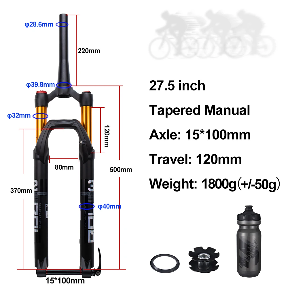 BOLANY Bicycle Front Forks 27.5/29 Inch Air Suspension  32 RL Lock Tapered Thru  - £257.38 GBP