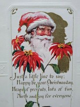 Christmas Postcard Santa Claus Poinsettias Series 156 Embossed Unused Vintage - £11.04 GBP