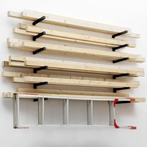 Wood Organizer And Lumber Storage Rack Wall Mount, Heavy Duty Metal Shelf With 6 - £73.53 GBP