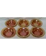 6 Federal Normandie Daisy Lattice Marigold Carnival Glass Berry Dessert ... - $68.37 CAD