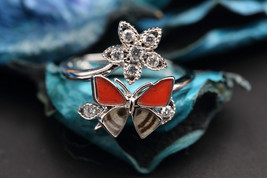 Navia Jewelry Butterfly Wings Diaethria clymena Silver Ring NR-5C-12 - £66.94 GBP