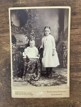 Vintage Cabinet Card Young Girl &amp; Baby by Hillman in Richland Center, Wisconsin - £20.90 GBP