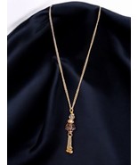 Vintage Gold Tone Beaded Necklace 28&quot; Ornate Dangle Tassel Design Jewelr... - $51.87