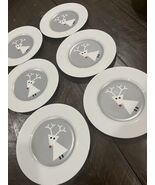 Crate &amp; Barrel Holiday Reindeer Snow Deer Plates 8.25&quot; Christmas Set Of ... - €59,50 EUR