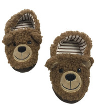 Toddler Boys &amp; Girls Fuzzy Brown Teddy Bear Slippers House Shoes - £10.98 GBP