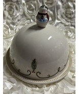 Amscam Holiday traditions Christmas 2 pc Ceramic Cheese Keeper Snowman H... - $21.78