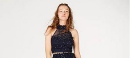 Say Yes to the Prom Juniors Rhinestone Applique Gown Top, Navy, Size 13 - £13.91 GBP