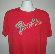 Mens Lucky Brand Fender Guitars colorful logo t shirt Large - $34.60