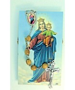  Olive Wood Rosary Beads Jerusalem Necklace Oval Catholic Mary Help of C... - $19.01 CAD