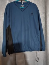 Destinations V-Neck Golf Pullover Coat Size L Polyester Blue Black Long ... - £9.80 GBP