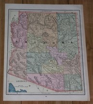 1893 Original Antique Map Of Arizona - £21.94 GBP