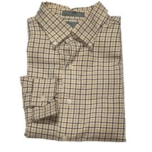 Daniel Cremieux Signatures Collection Men&#39;s Shirt Cotton Brown Plaid Siz... - $13.49