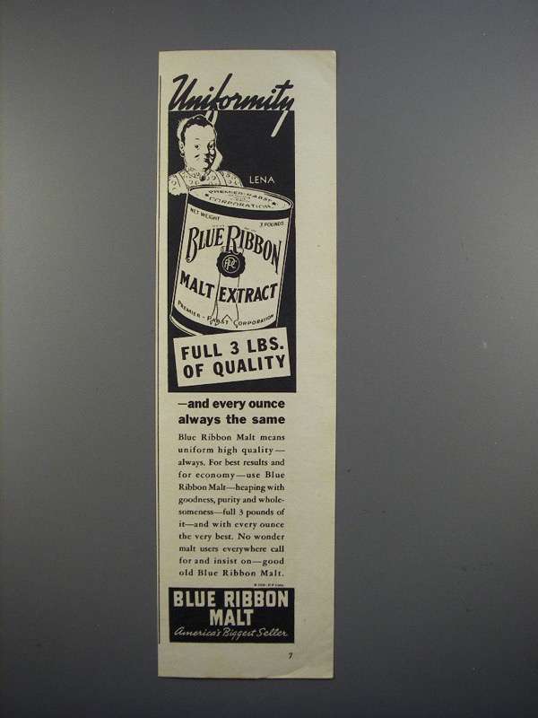 1936 Pabst Blue Ribbon Malt Extract Ad - Uniformity - £14.73 GBP