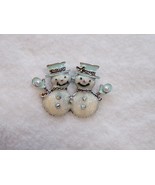 ☃️☃️ Silver Snowmen Brooch 2&quot; Holiday Pin - $11.88