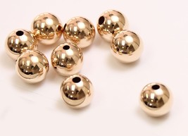 1pc 14k solid yellow gold 9 mm round polish loose  bead  9MM - £45.22 GBP