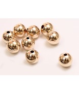 1pc 14k solid yellow gold 9 mm round polish loose  bead  9MM - £45.81 GBP