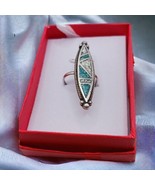 Native American Inlay ring sz 4 band is bent - $164.12 CAD