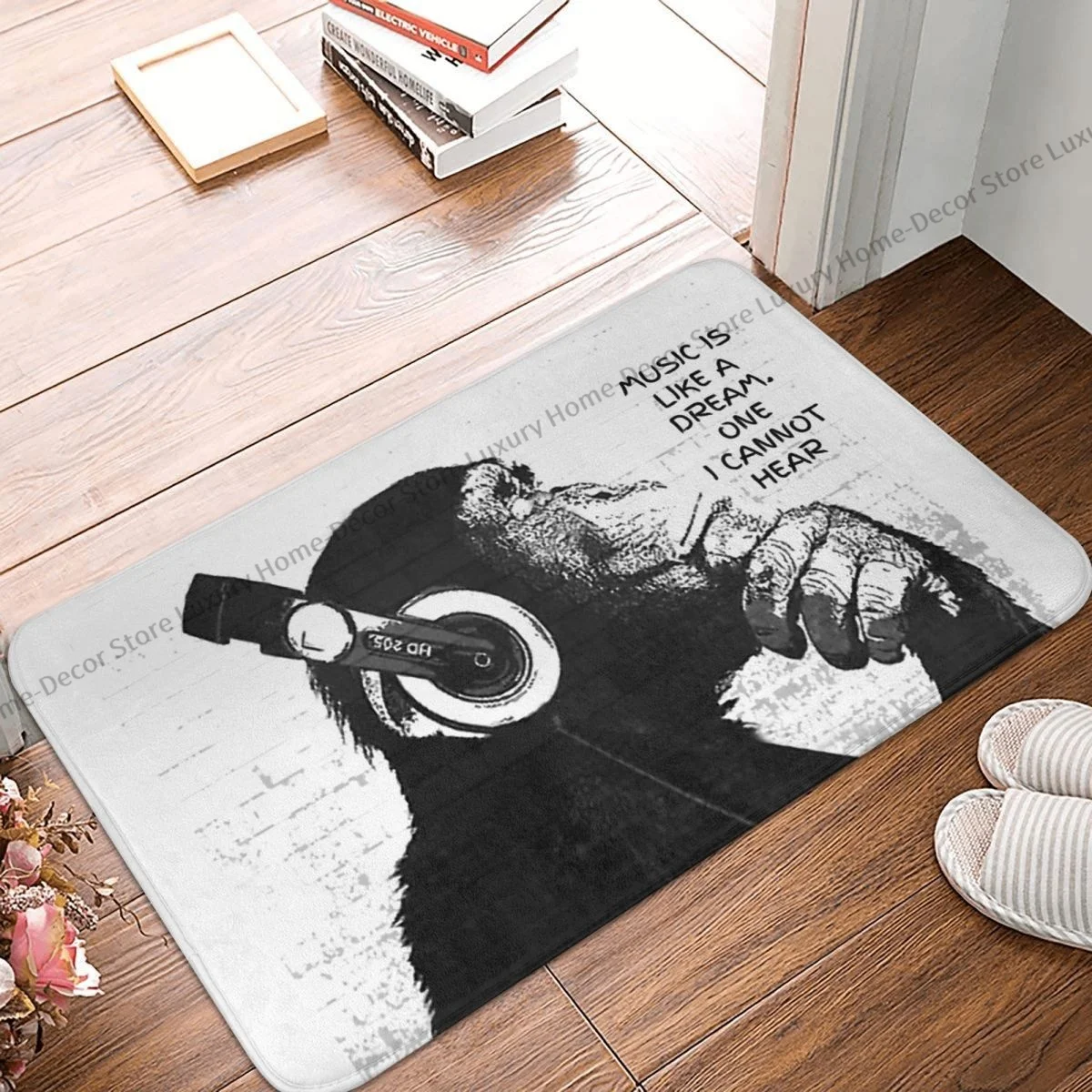 Banksy Wall Graffiti Mat Monkey Music Is Like A Dream One Cannot Hear Doormat Ca - £12.88 GBP