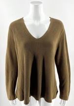 J Jill Sweater Size L Petite Brown V Neck Ribbed Long Sleeve Pullover Wo... - $34.65