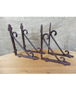 4 Cast Iron Brackets Braces Shelf Bracket RUSTIC Corbels Braces W/ Plant... - €33,42 EUR