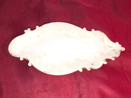 Milk Glass Dresser Tray Victorian 9 in long Worn Paint and As Is - $27.99