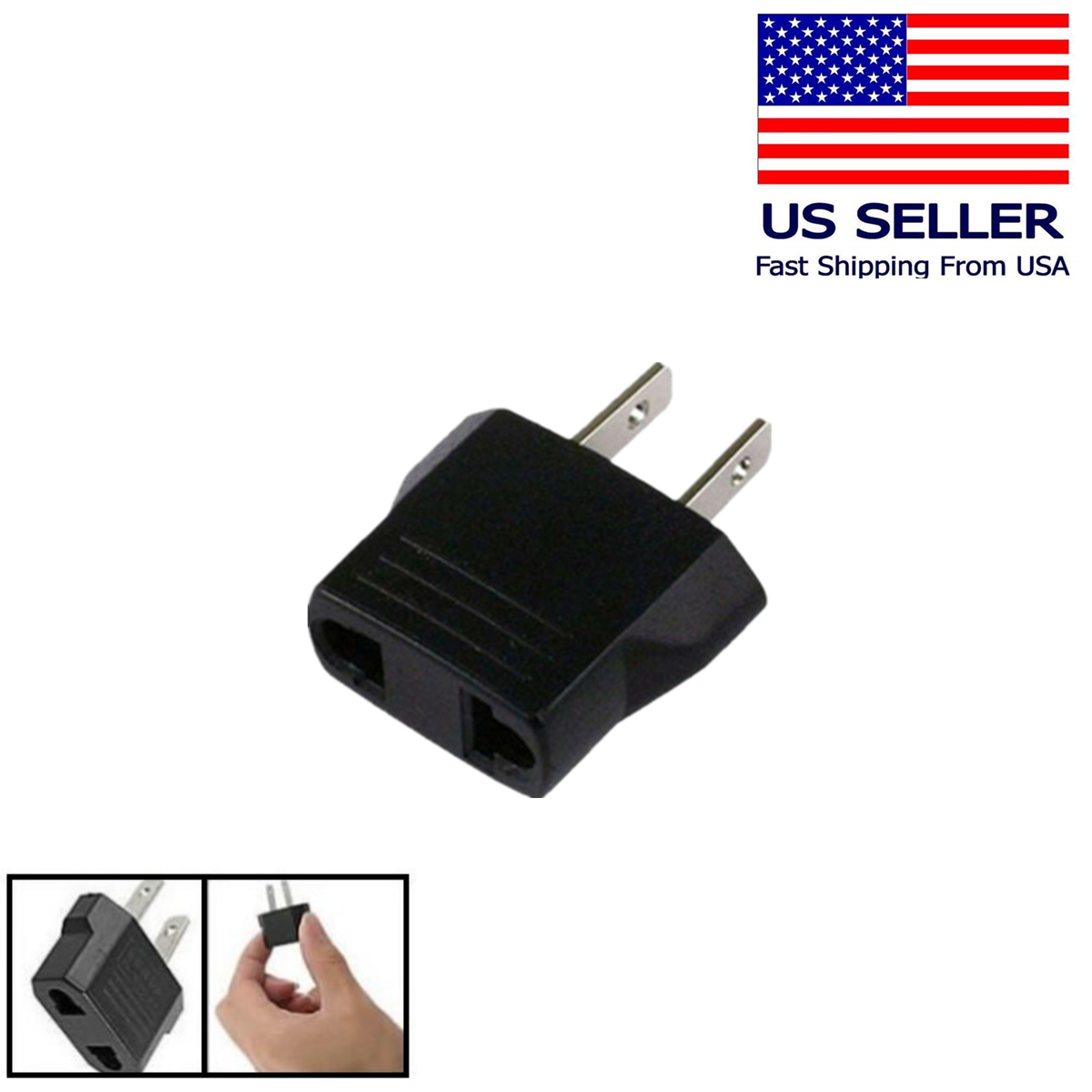 European EU 220V to 110V Travel Flat Plug Charger Adapter Converter- NEW - $2.96