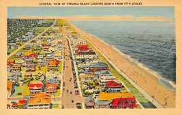 Virginia Beach Va~General Birds Eye VIEW-NORTH From 17th ST~1938 Pmk Postcard - £5.92 GBP