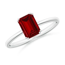ANGARA Lab-Grown Ct 1 Emerald-Cut Ruby Solitaire Engagement Ring in 14K Gold - £620.80 GBP