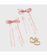 A New Day™ Heart Hair Claw Clip &amp; Bow Set Pink Gold 3pc Casual - $14.95 CAD