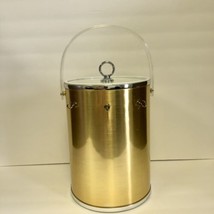 Barware Tall Gold Silver Lucite Ice Bucket W/3 Utensil Hooks NO UTENSILS... - £21.65 GBP