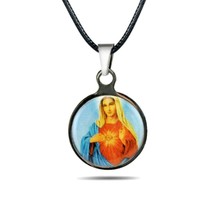 Virgin Mary Necklace Stainless Steel Pendant Catholic Saint Immaculate Heart - £6.35 GBP