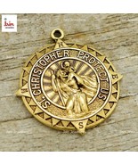 18 Kt Solid Yellow Gold St. Christopher Catholic Medal Compass Necklace ... - £4,007.93 GBP
