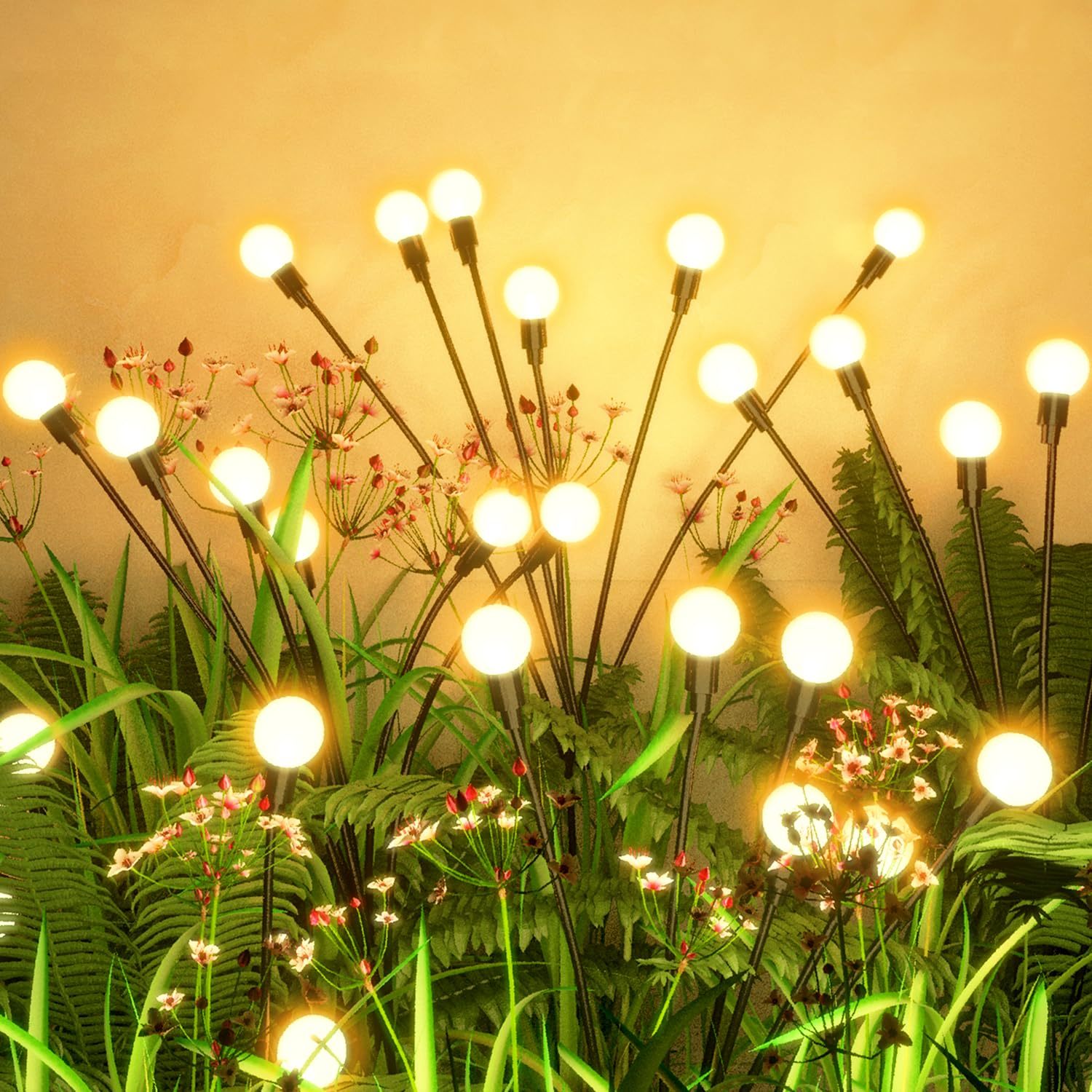 Flumy Solar Lights Outdoor Waterproof 2 Pack, Upgraded Outdoor Solar Lights for